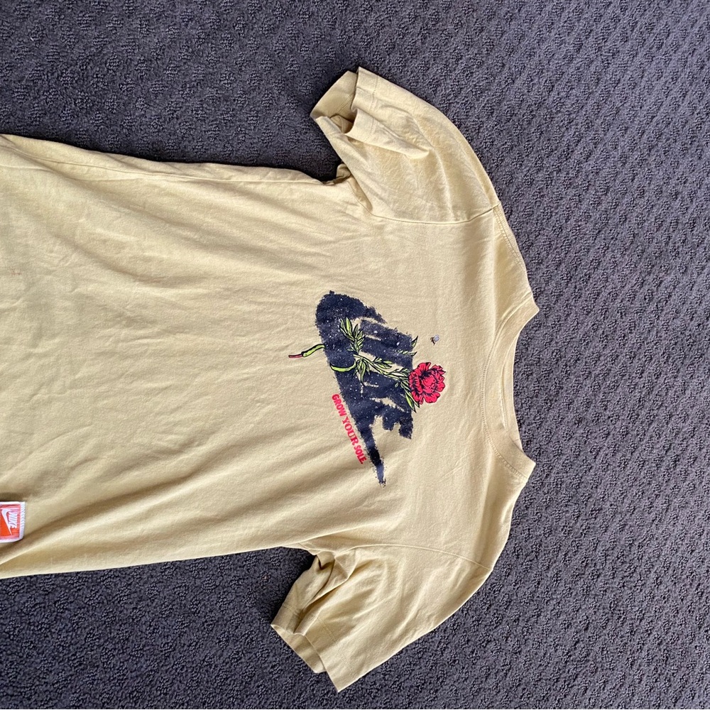 Nike yellow tee with red rose